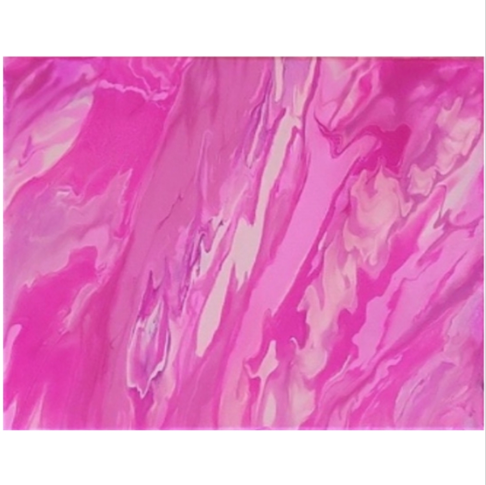 Hand Crafted Pink Abstract Design 11x14 Inches Canvas Painting - Picture 4 of 4